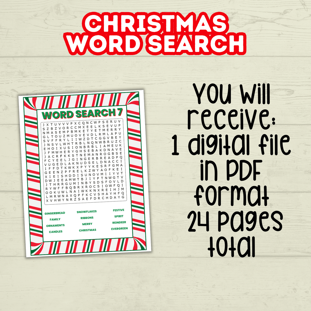 Christmas Word Search Puzzles for Kids, Fun Printable Game, Holiday Activity