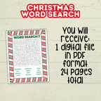Christmas Word Search Puzzles for Kids, Fun Printable Game, Holiday Activity