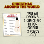 Printable Party Game Christmas for Kids, Around the World, Holiday Family Reunion Activity