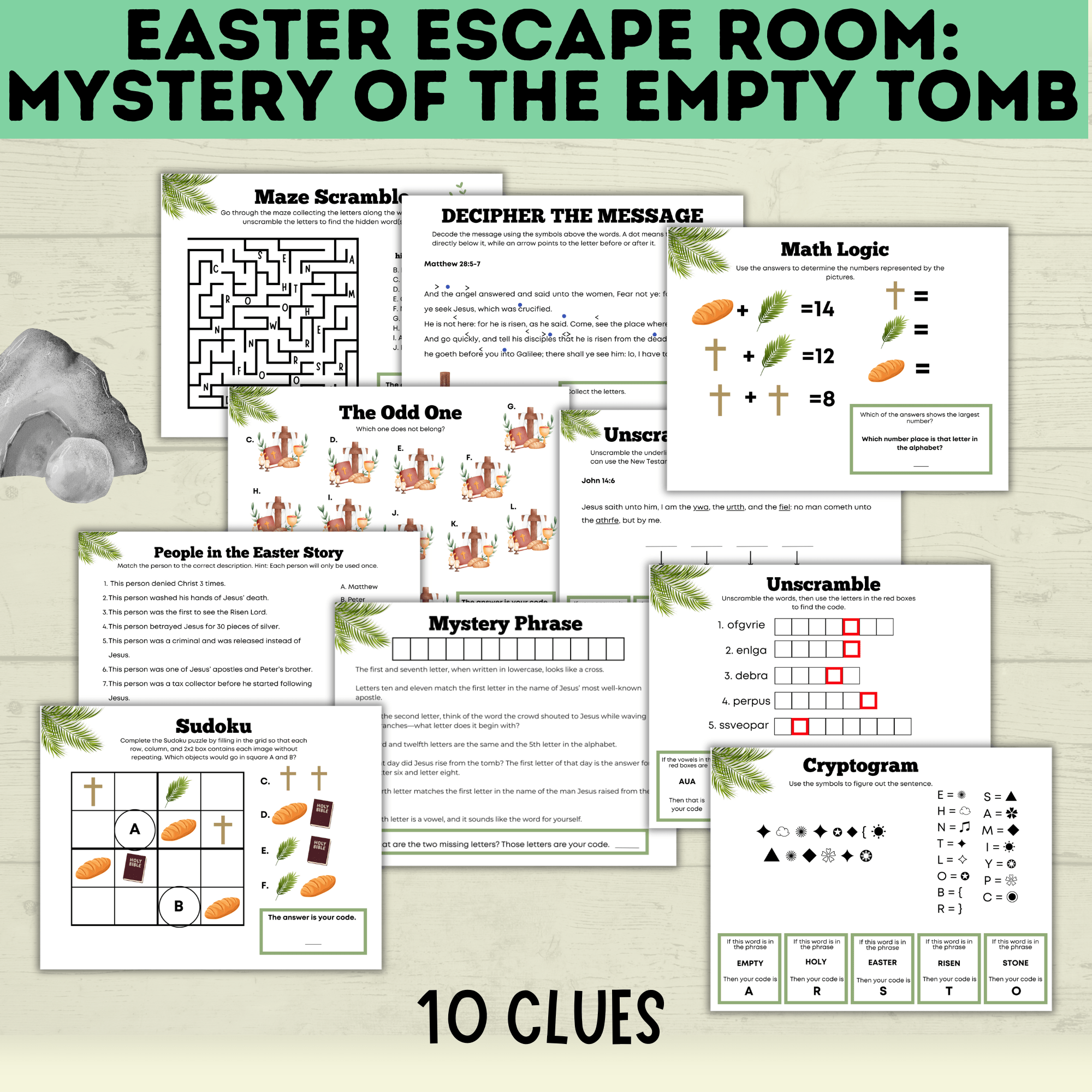 Bible Escape Room | Easter Escape Room | Mystery of the Empty Tomb Escape Room | Printable Escape Room | Easter Games | Escape Room for Kids