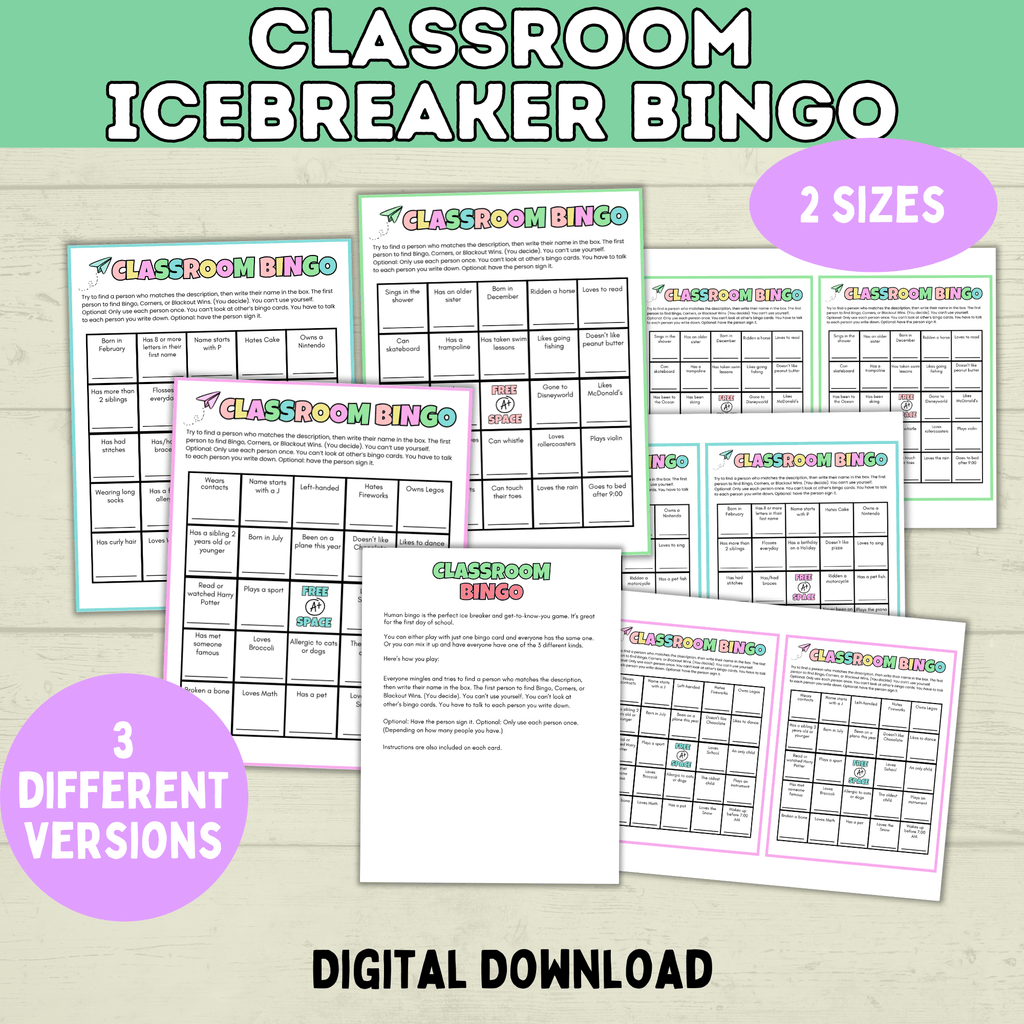 Classroom Bingo | Back to School Bingo | Getting to Know You Bingo | Human Bingo | Ice Breaker Games for Kids | Back to School Games