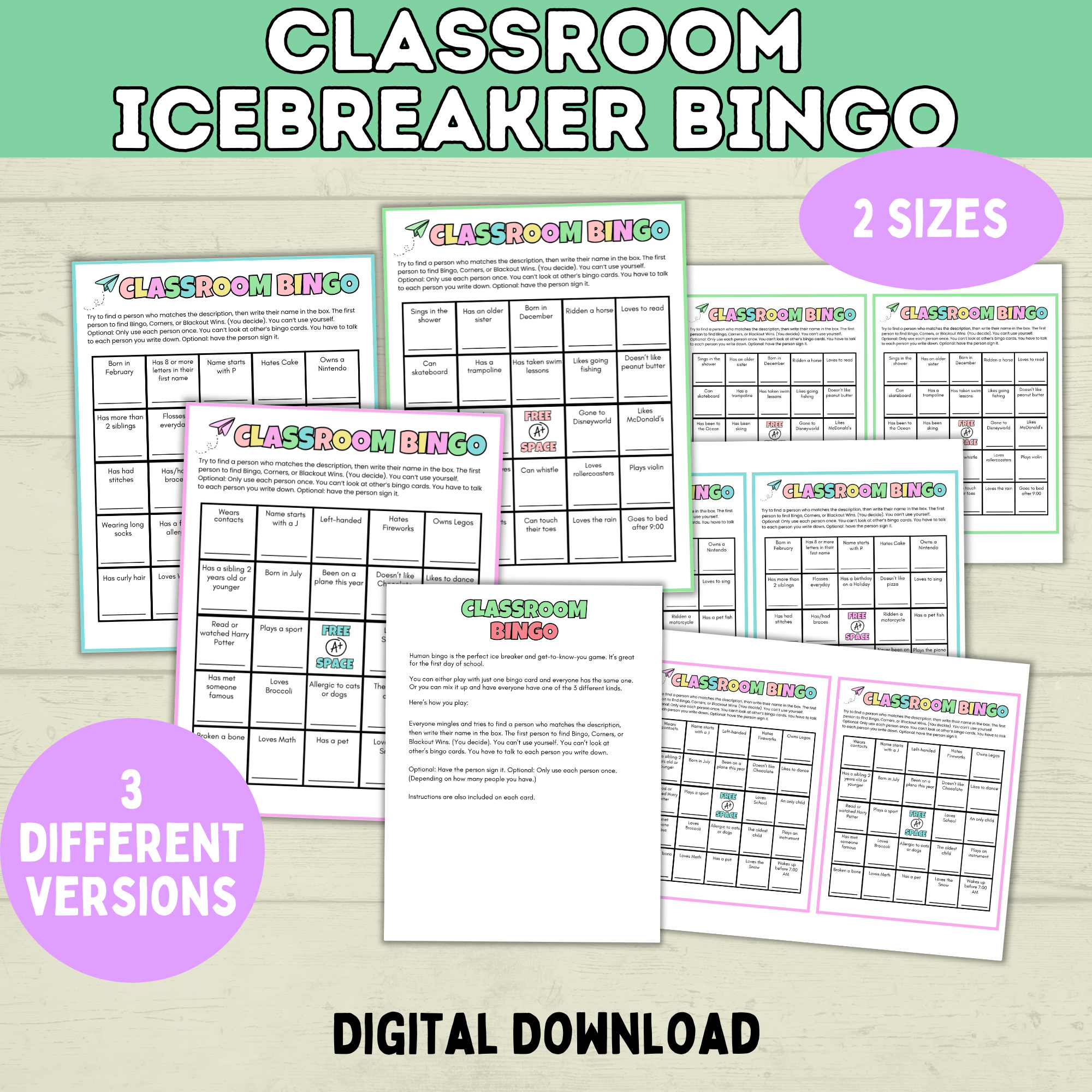 Classroom Bingo | Back to School Bingo | Getting to Know You Bingo | Human Bingo | Ice Breaker Games for Kids | Back to School Games