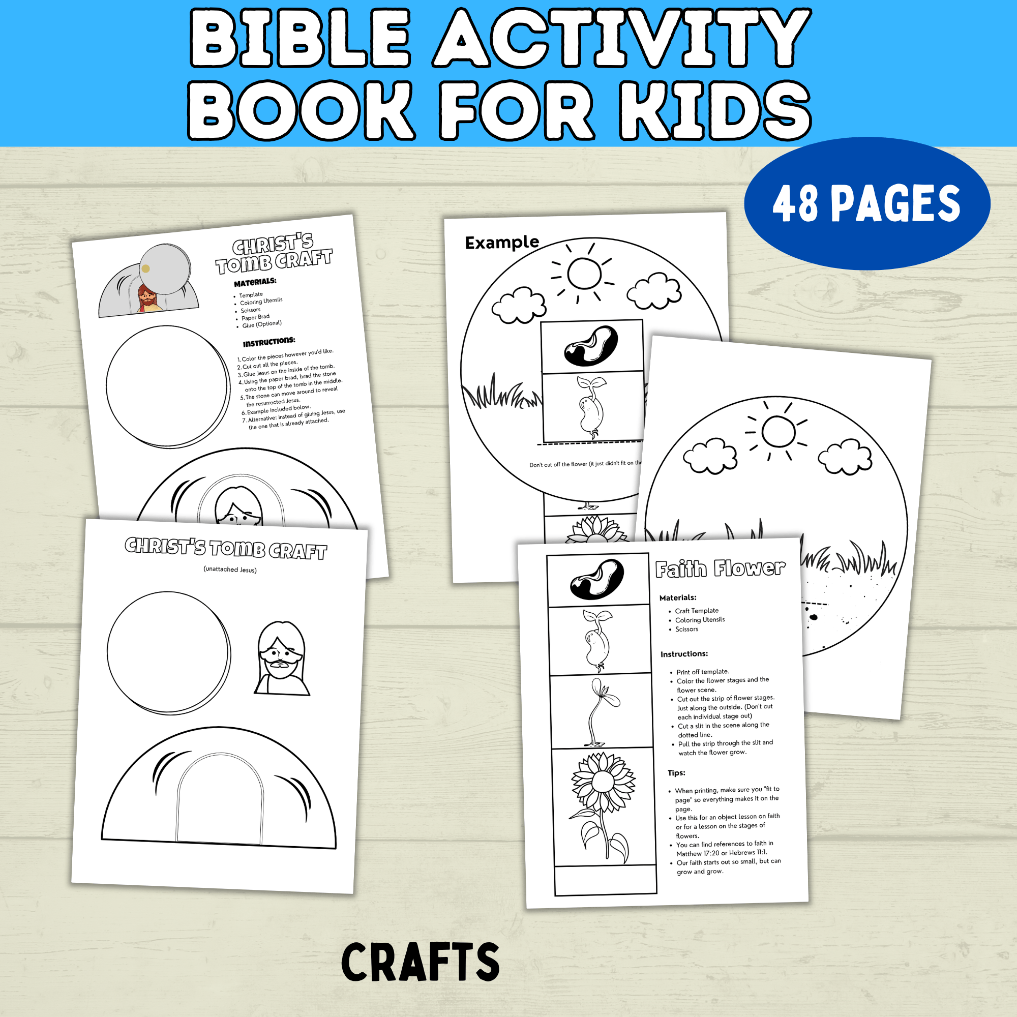 Bible Games | Bible Activity Sheets | Bible Placemat Activity Sheets | Bible Activity Pages for Kids | Homeschool | Vacation Bible School