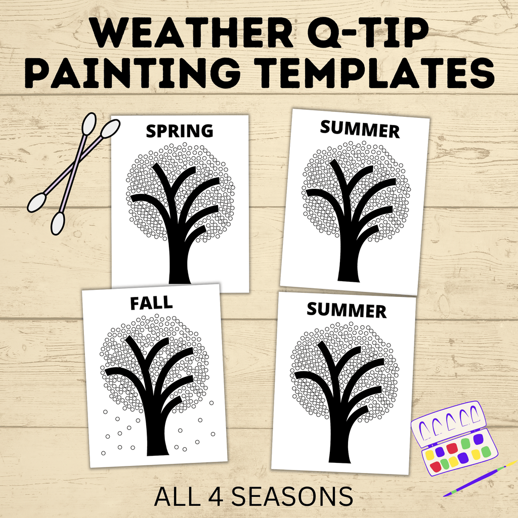 Q Tip Painting Weather Printable | Preschool Activity PDF | Preschool Craft | Weather Activities | Preschool Lesson | Preschool Activities