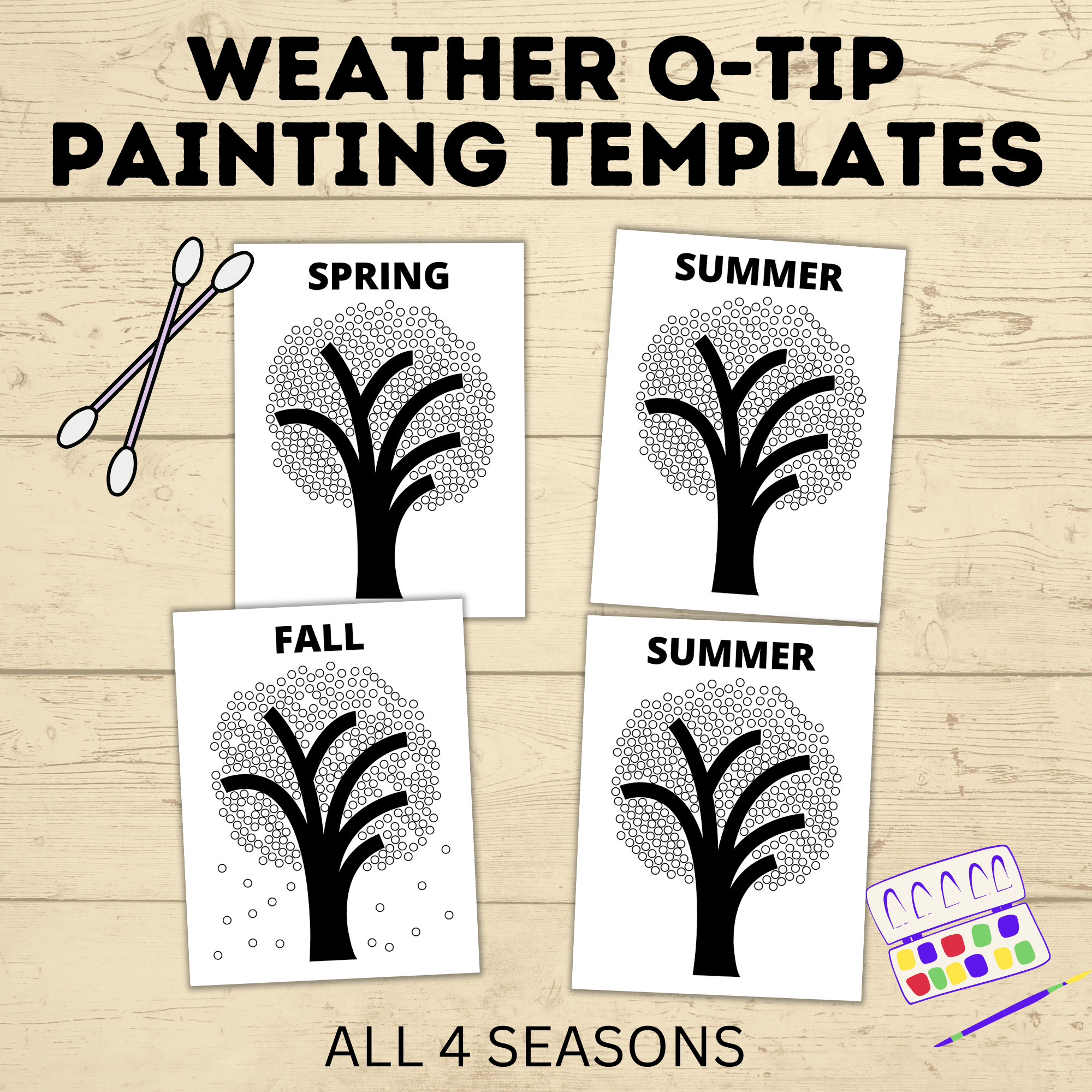 Q Tip Painting Weather Printable | Preschool Activity PDF | Preschool Craft | Weather Activities | Preschool Lesson | Preschool Activities