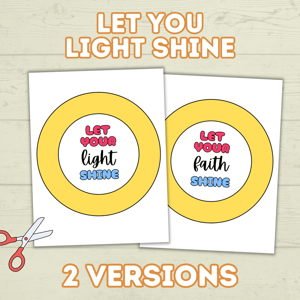 Let your Light Shine Craft, Bible Lesson, Sunday School Craft, Primary Craft, Christian Summer craft, Let your Faith Shine, Faith Craft