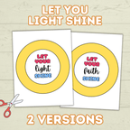 Let your Light Shine Craft, Bible Lesson, Sunday School Craft, Primary Craft, Christian Summer craft, Let your Faith Shine, Faith Craft