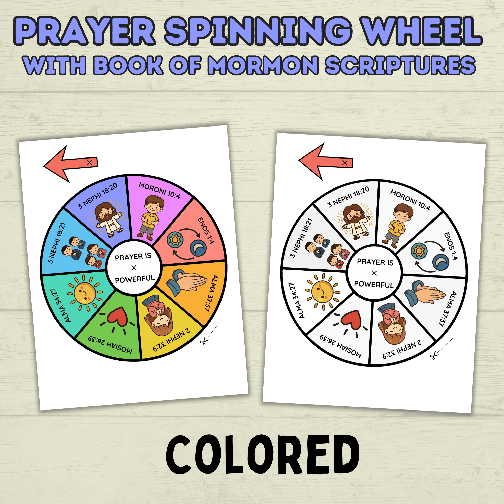 Book of Mormon Spinner Craft, BOM Craft, Sunday School Craft, Prayer Craft
