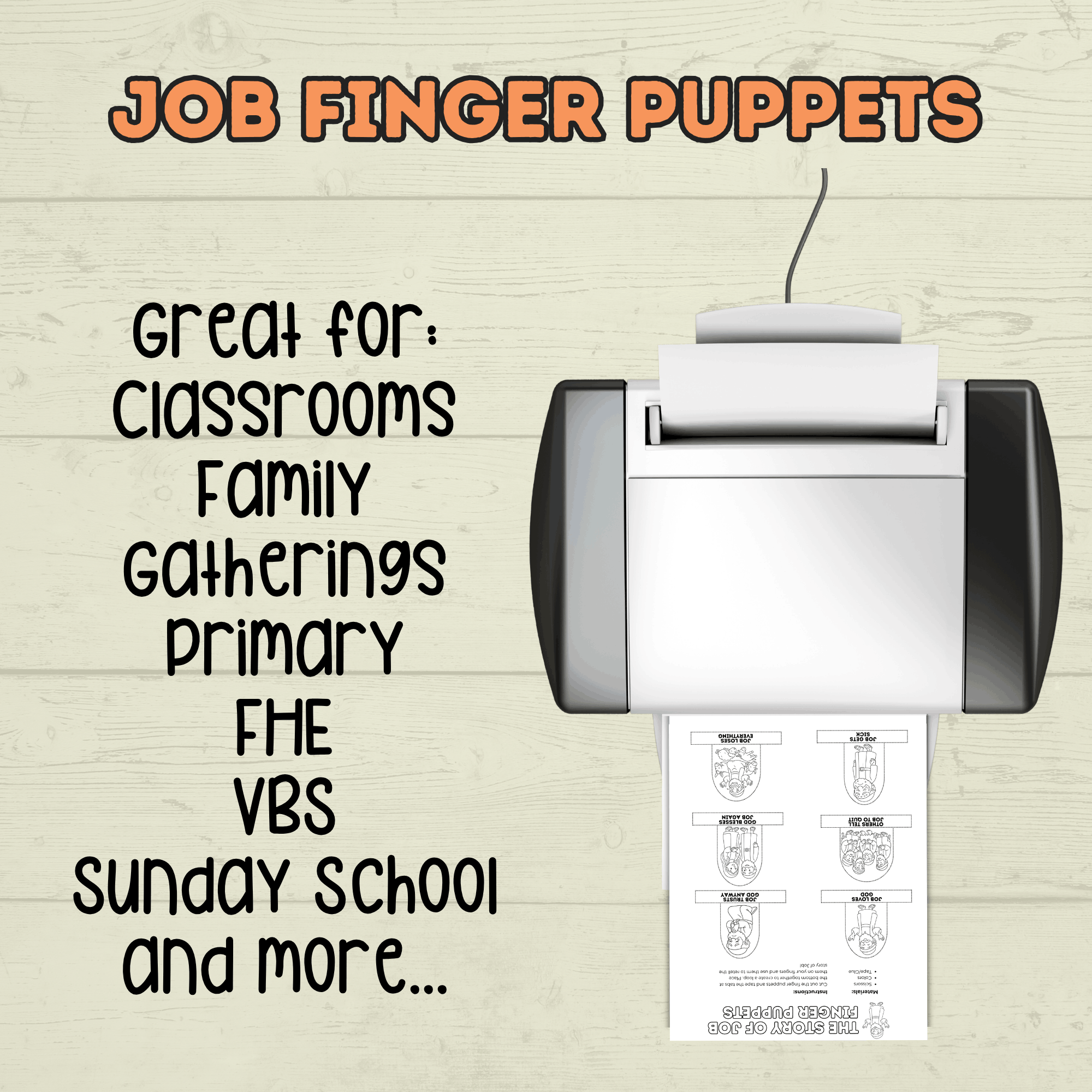 Job finger puppets for Kids, Job Bible Story, Homeschool, Job Craft, Bible Craft, Sunday School