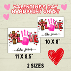 Love Valentine's Day Cross Christian Handprint Craft for Kids, Keepsake Handprint Art, Homeschool Preschool and Kindergarten Activity, DIY