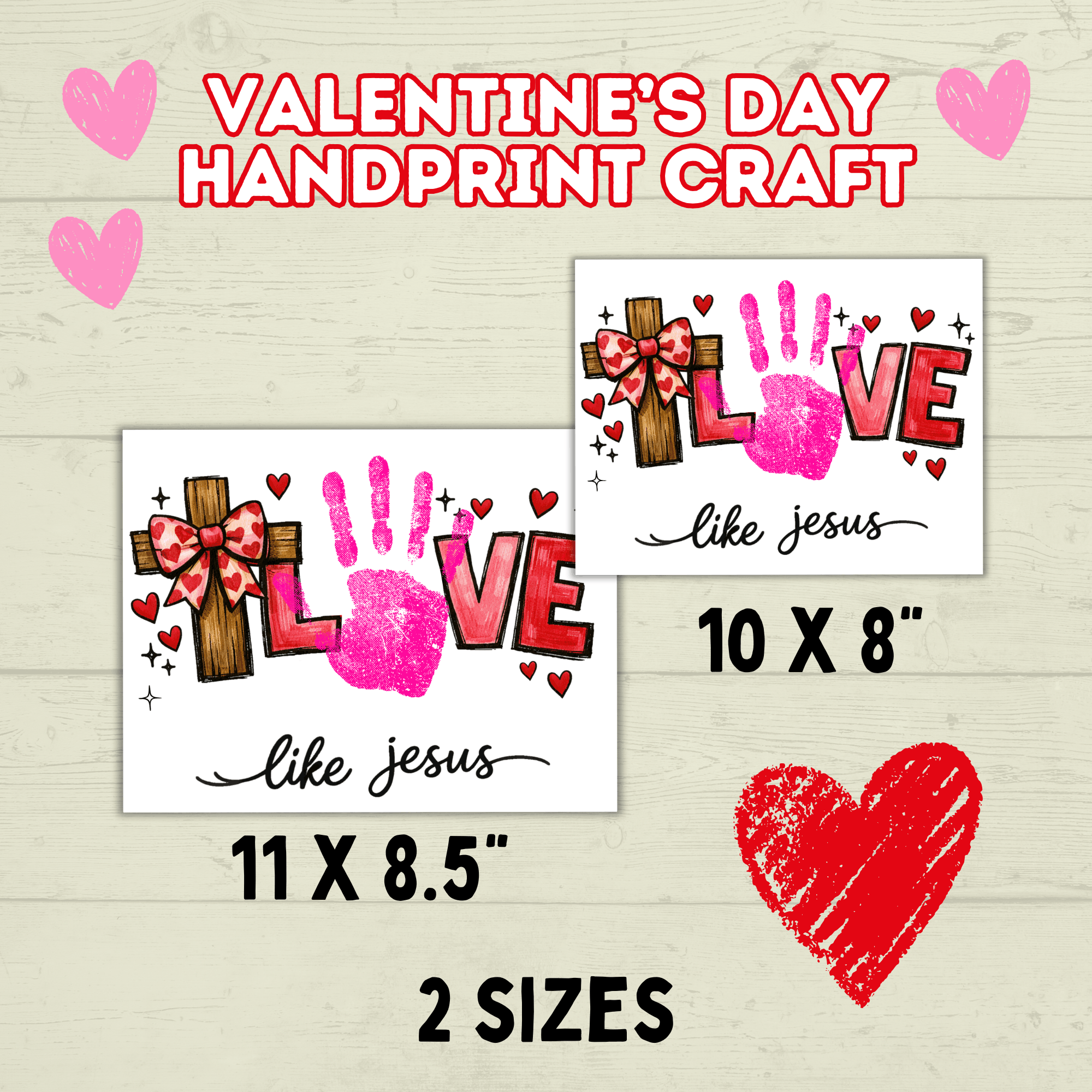 Love Valentine's Day Cross Christian Handprint Craft for Kids, Keepsake Handprint Art, Homeschool Preschool and Kindergarten Activity, DIY