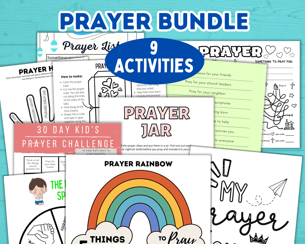 Prayer Printable for Kids, Prayer Cube, Prayer Prompts, Prayer Guide, Prayer Calendar, Prayer Activity Sheets, Prayer List, Prayer Rainbow