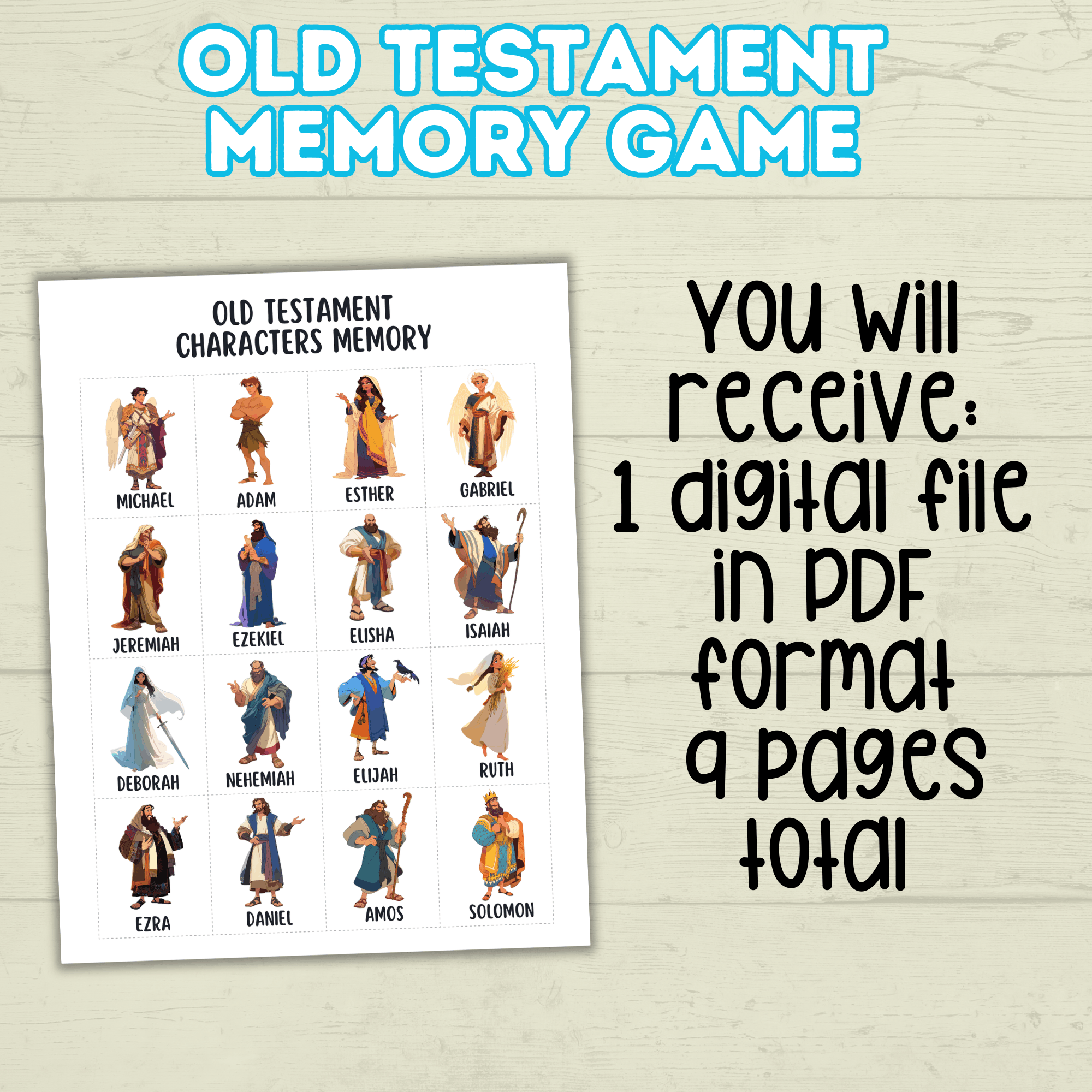 Old Testament Memory Match Game, Bible Game, Seminary Game, Bible Activity, Bible Match, Scripture Match