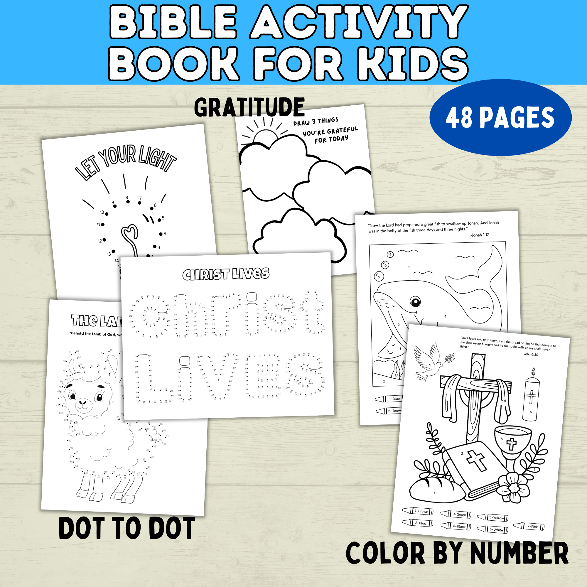 Bible Games | Bible Activity Sheets | Bible Placemat Activity Sheets | Bible Activity Pages for Kids | Homeschool | Vacation Bible School