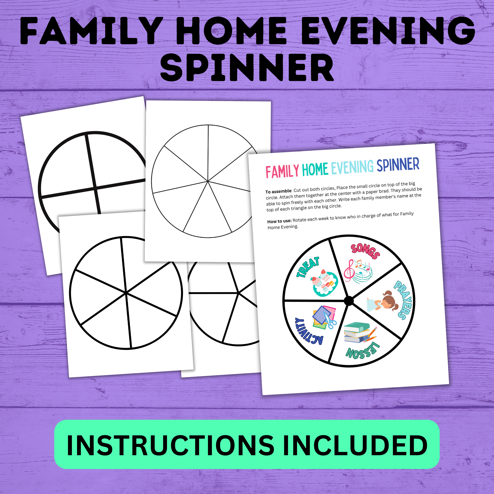 Family Home Evening Schedule Spinner | FHE Scheduler | FHE Chart