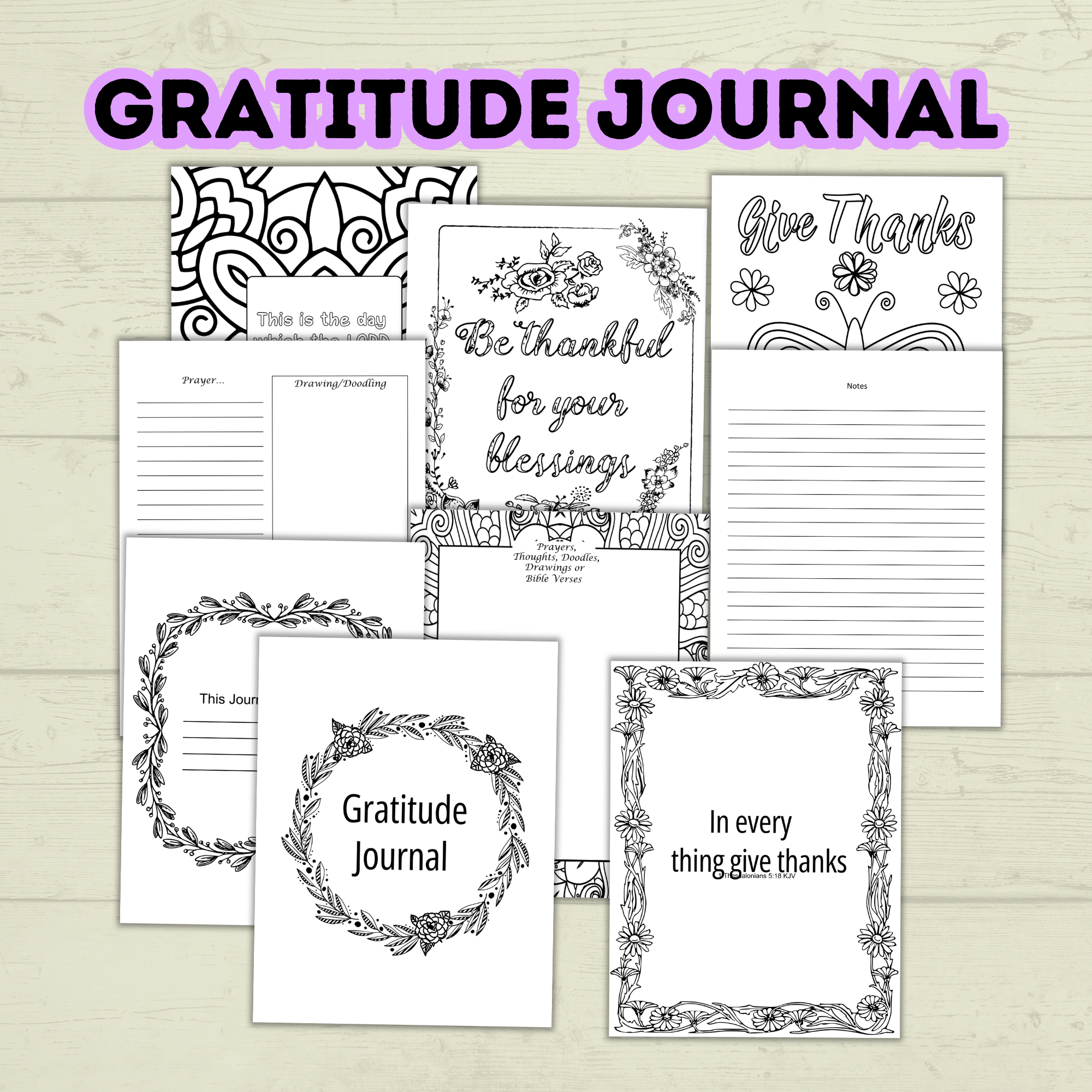 Thanksgiving Gratitude Bundle affirmations and journal printable for kids and families