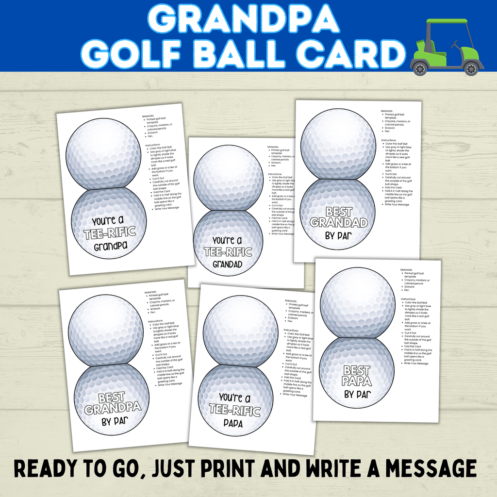 Grandparent's Day | Grandpa Card | Golf Ball Card | Golf Card for Grandpa | Papa Card | Grandad Card | Gramps Card | Digital Download