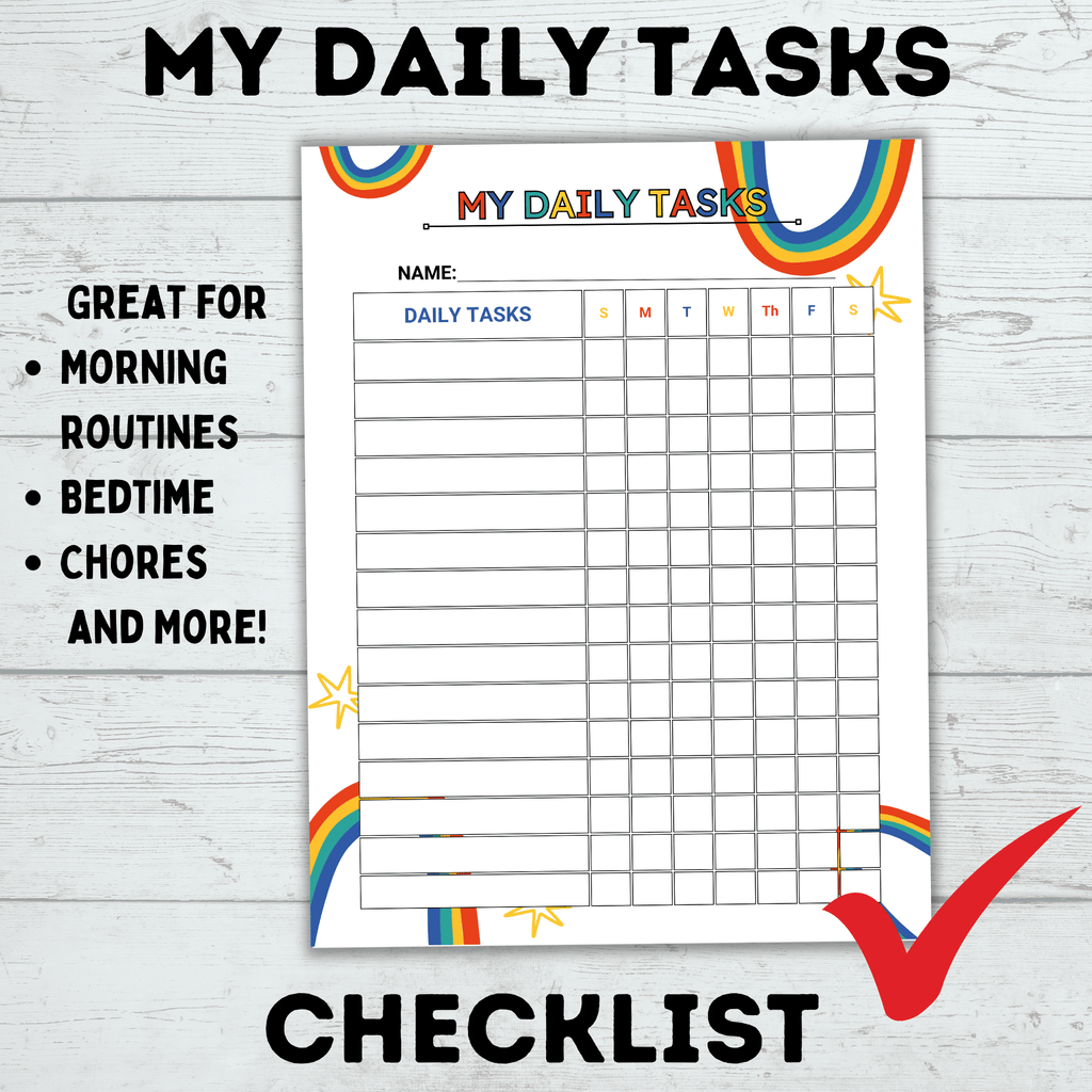 Daily Routine Tasks Tick My Daily Task Sheets | Kids Checklist | Daily Routine Checklist | Bedt ...
