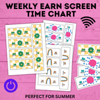 Weekly Earn Screen Time Chart for Kids | Screen Time Chart | TV Chart | Cell Phone Chart | Electronic Chart | Chore Chart | Kids Chart