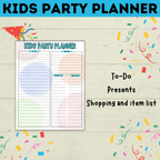 Kid's Party Planner | Kid's Birthday Party planner | Kids Planner | Party activity | Party Printable | Planning Printable | Digital Planner