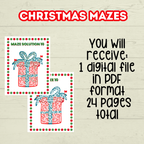 Printable Christmas Mazes for Kids and Classroom, Party Game, Holiday Activity Sheets, Digital Download