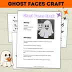 Ghost Craft | Ghost Faces Craft | Halloween Craft | Kids Craft | Craft Template | Ghost Activity | Halloween Printables for kids | Party