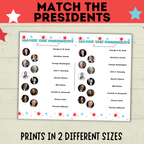 Match the President Game | Kids Games | 4th of July Games | Classroom Games | History Games | Independence Day | Kids Printables