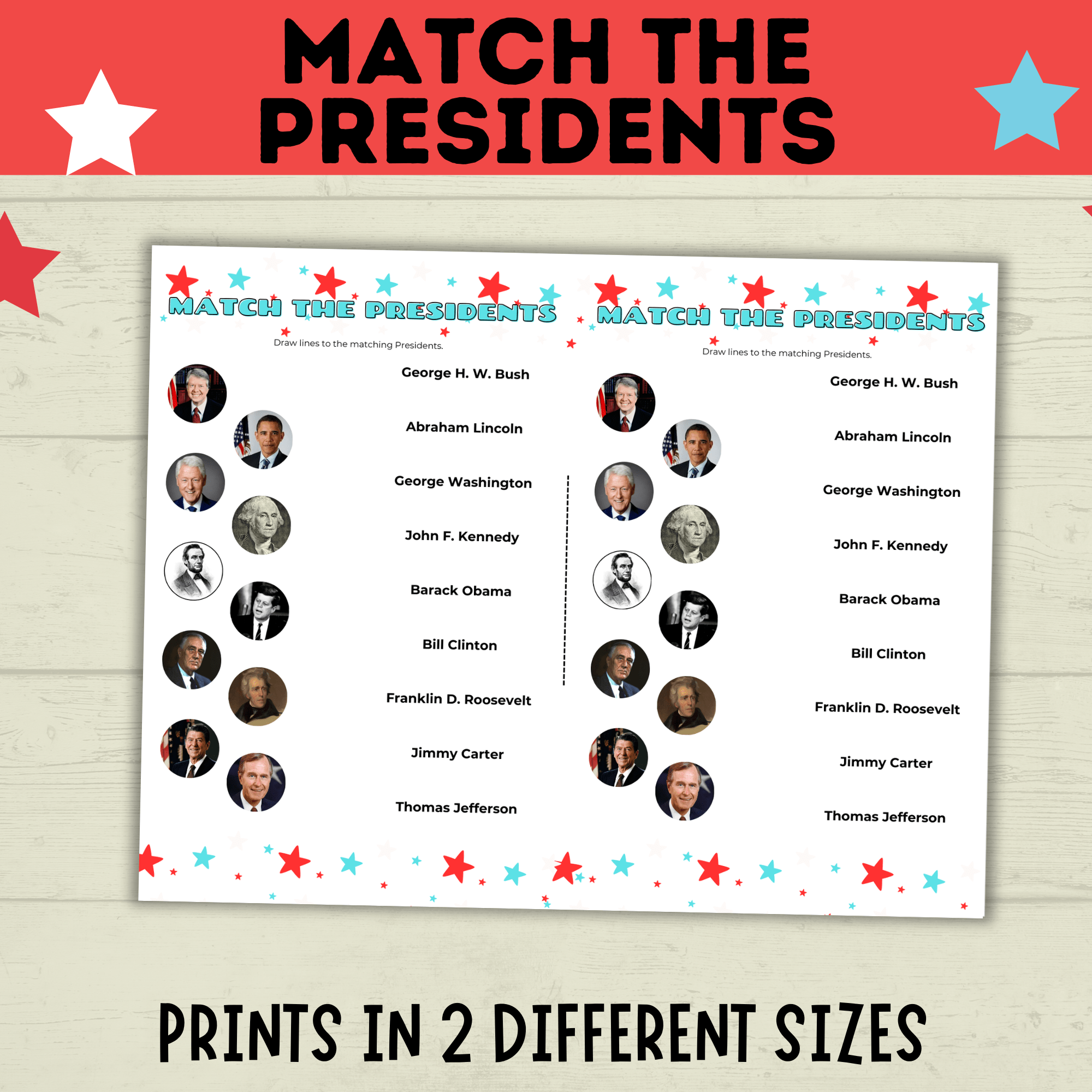 Match the President Game | Kids Games | 4th of July Games | Classroom Games | History Games | Independence Day | Kids Printables