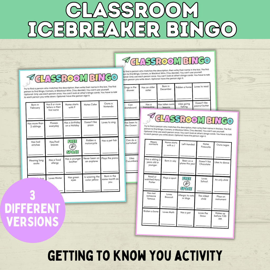 Classroom Bingo | Back to School Bingo | Getting to Know You Bingo | Human Bingo | Ice Breaker Games for Kids | Back to School Games