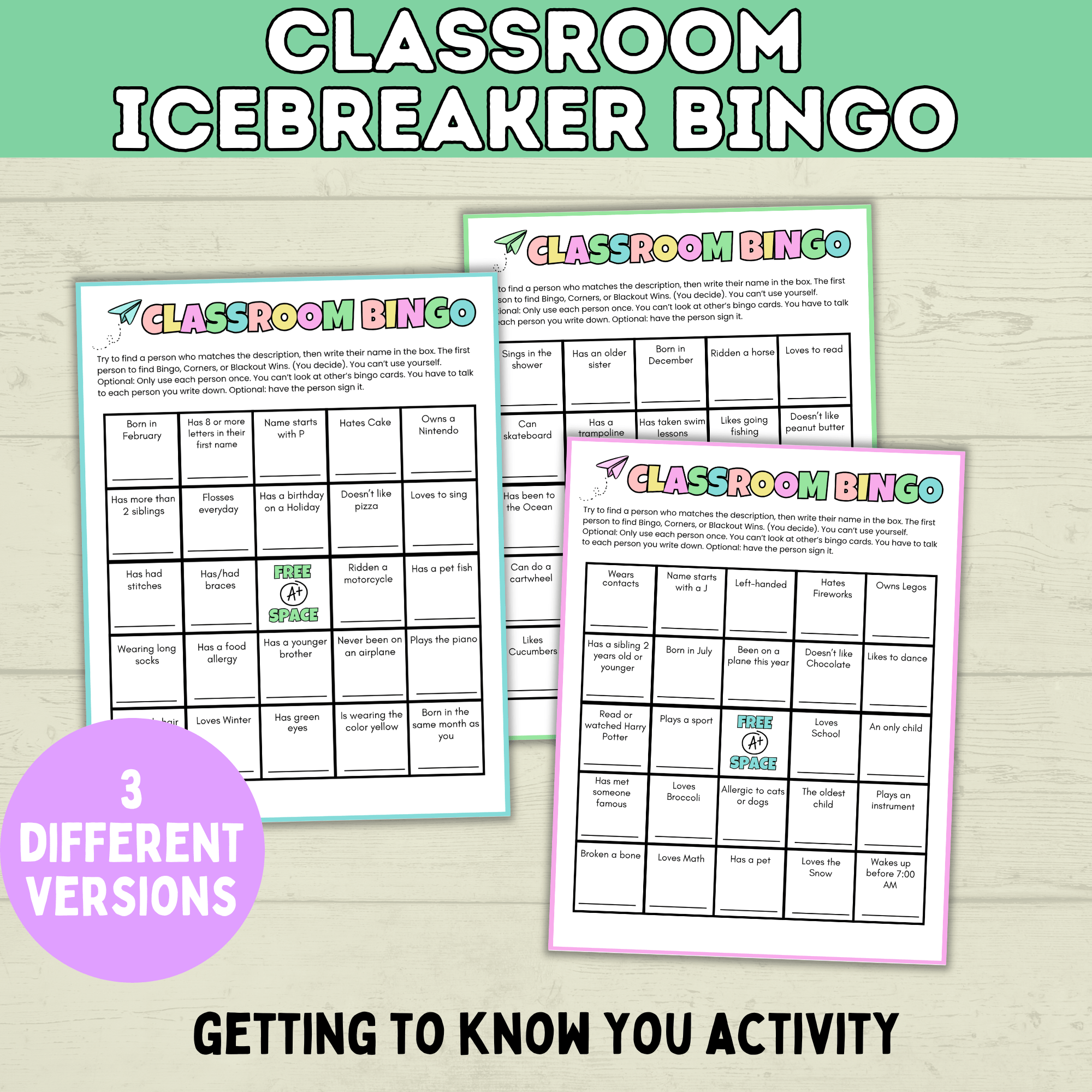 Classroom Bingo | Back to School Bingo | Getting to Know You Bingo | Human Bingo | Ice Breaker Games for Kids | Back to School Games