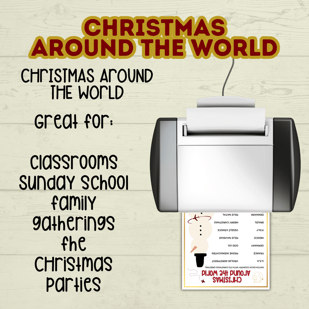 Printable Party Game Christmas for Kids, Around the World, Holiday Family Reunion Activity
