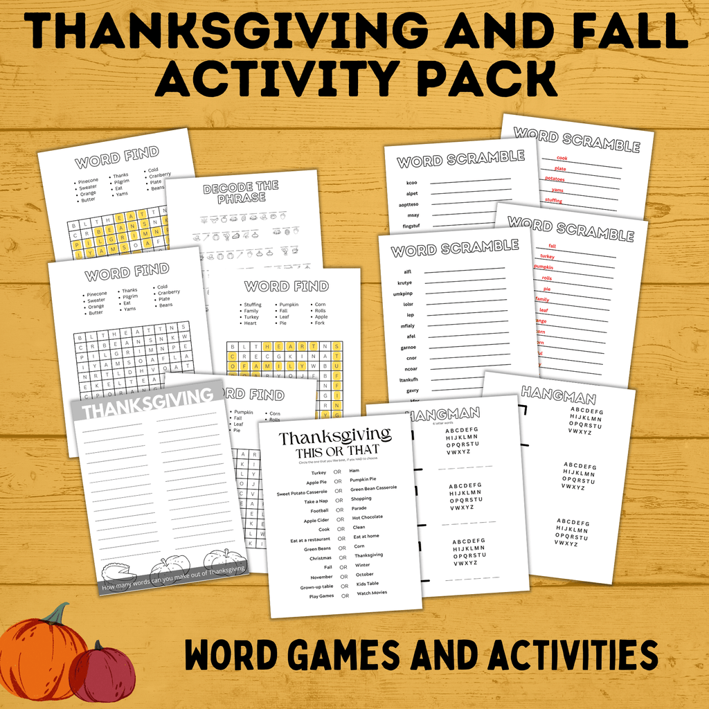 Thanksgiving and Fall Activity Pack for Kids | Fall Activity Pack | Thanksgiving Activity Pack | Thanksgiving Printables | Fall Printables