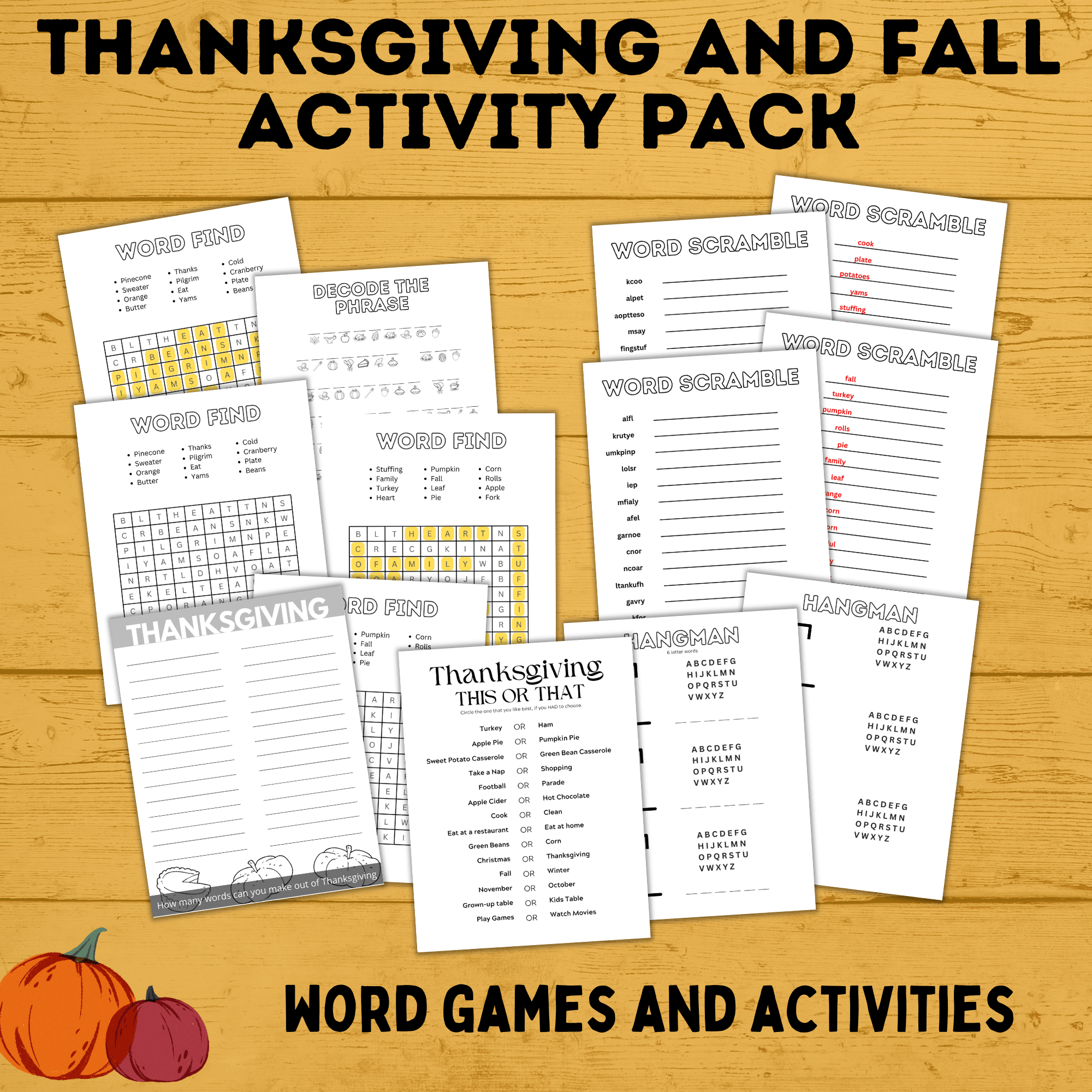 Thanksgiving and Fall Activity Pack for Kids | Fall Activity Pack | Thanksgiving Activity Pack | Thanksgiving Printables | Fall Printables