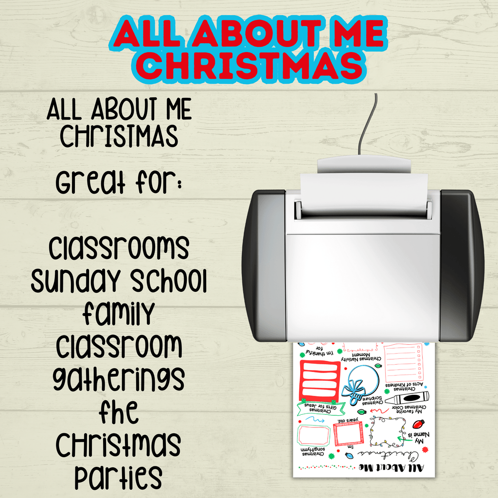 All About Me Questionnaire Survey Christmas, Kids Holiday Activity, Classroom, Sunday School