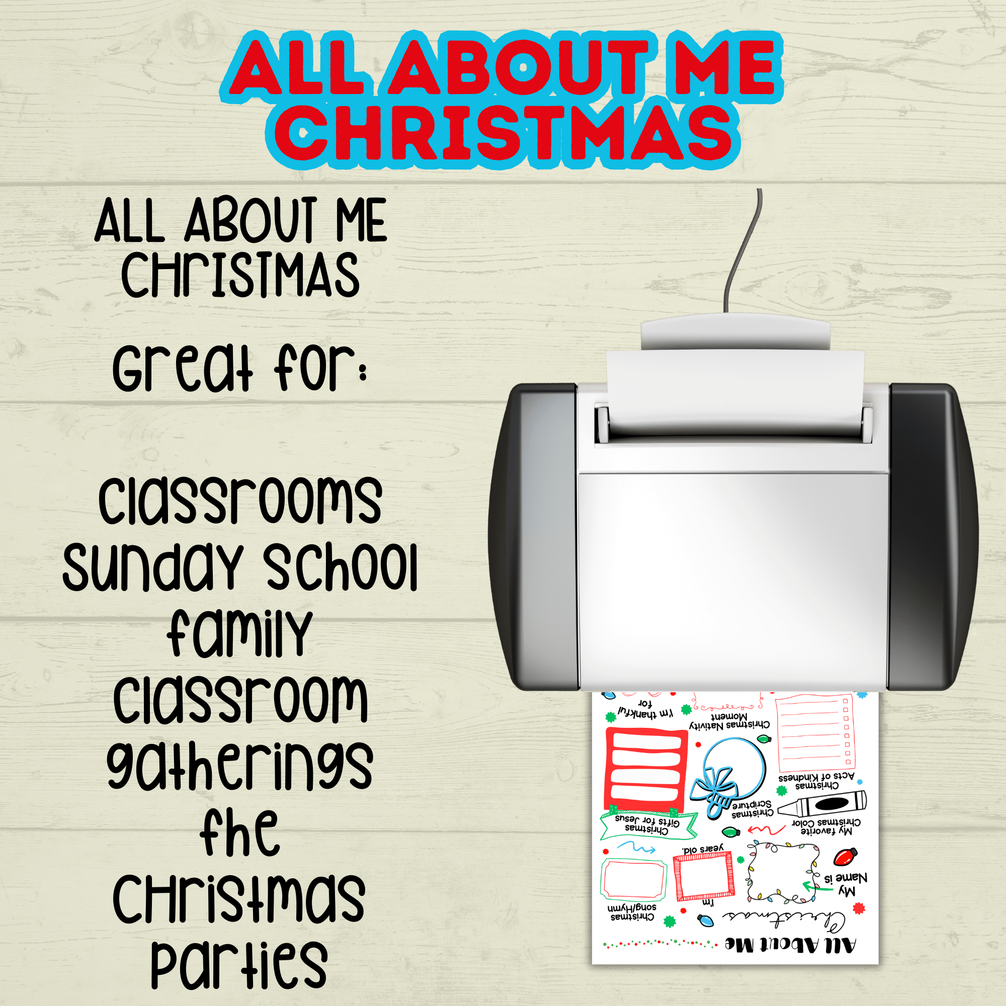 All About Me Questionnaire Survey Christmas, Kids Holiday Activity, Classroom, Sunday School
