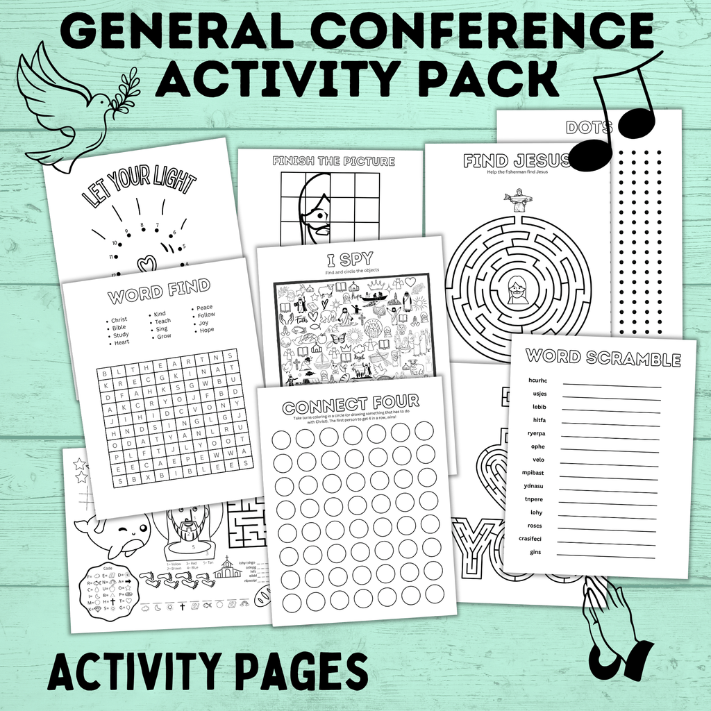 General Conference Activity Pack for Kids | Activity Pages for Kids | Kids Printables | Conference Printables | PDF download | Church