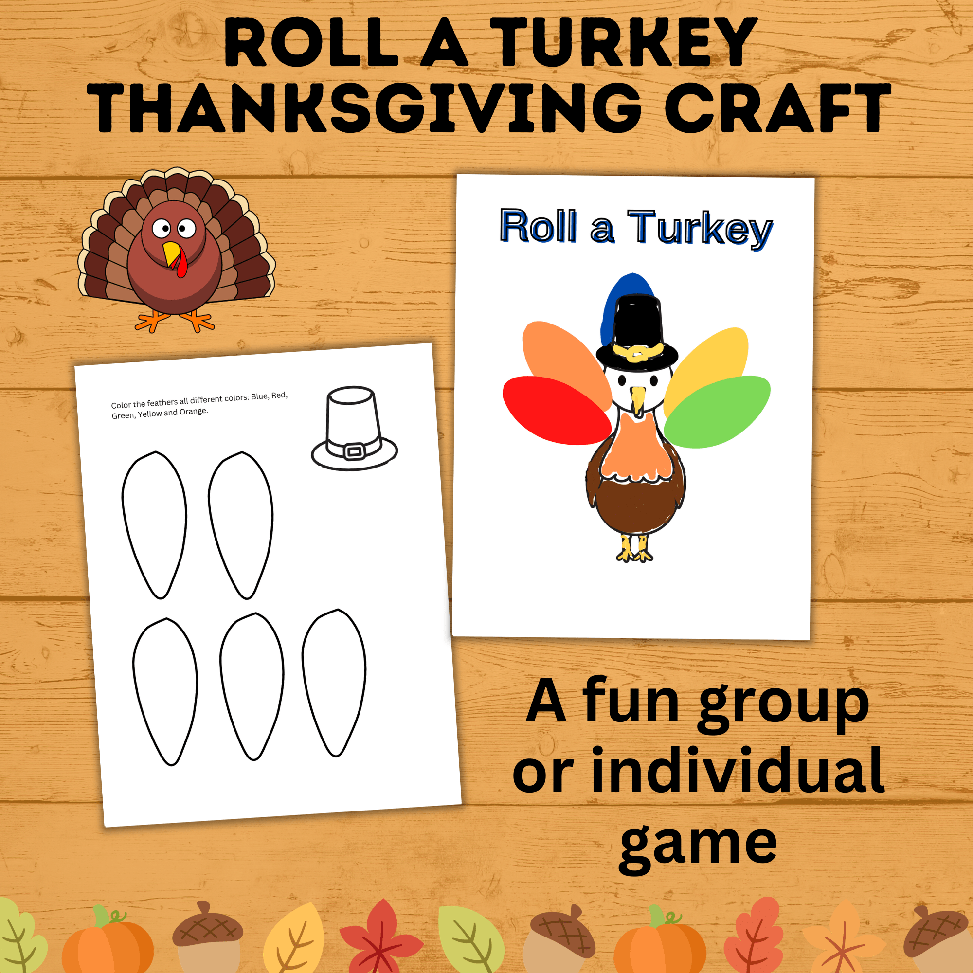 Roll a Turkey | Turkey Thanksgiving Game | Turkey Game | Game Printable | Fall Printable | Kids Game | Turkey Printable | Holiday Game