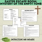 Bible Escape Room | Easter Escape Room | Mystery of the Empty Tomb Escape Room | Printable Escape Room | Easter Games | Escape Room for Kids