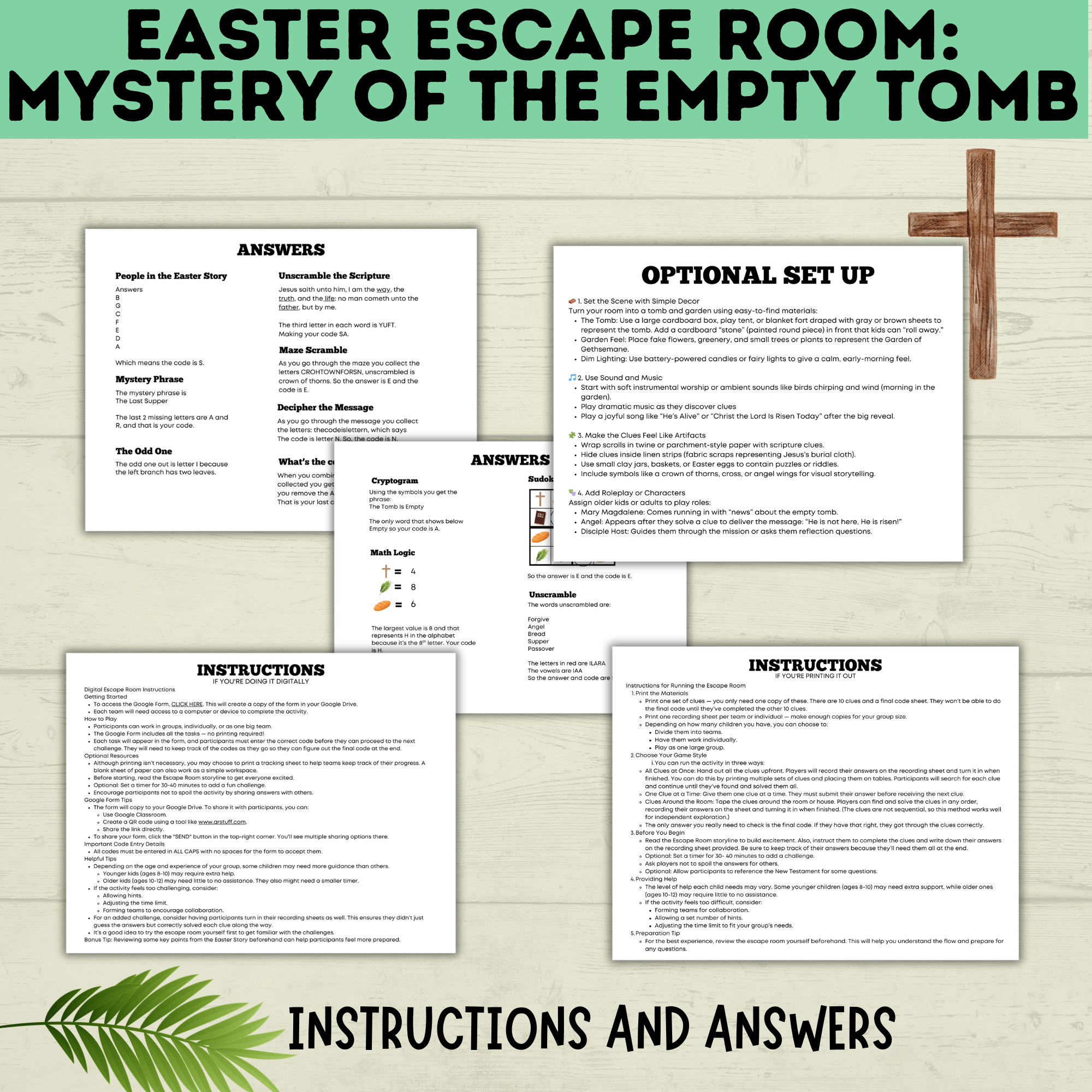 Bible Escape Room | Easter Escape Room | Mystery of the Empty Tomb Escape Room | Printable Escape Room | Easter Games | Escape Room for Kids