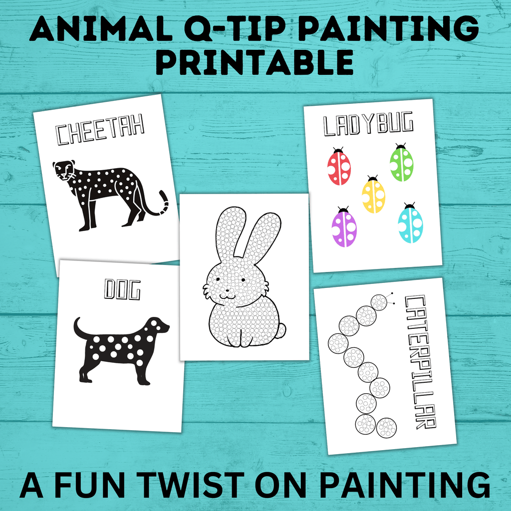 Animal Q-Tip Painting Template | Animal Painting Sheets | Animal Craft | Preschool Craft