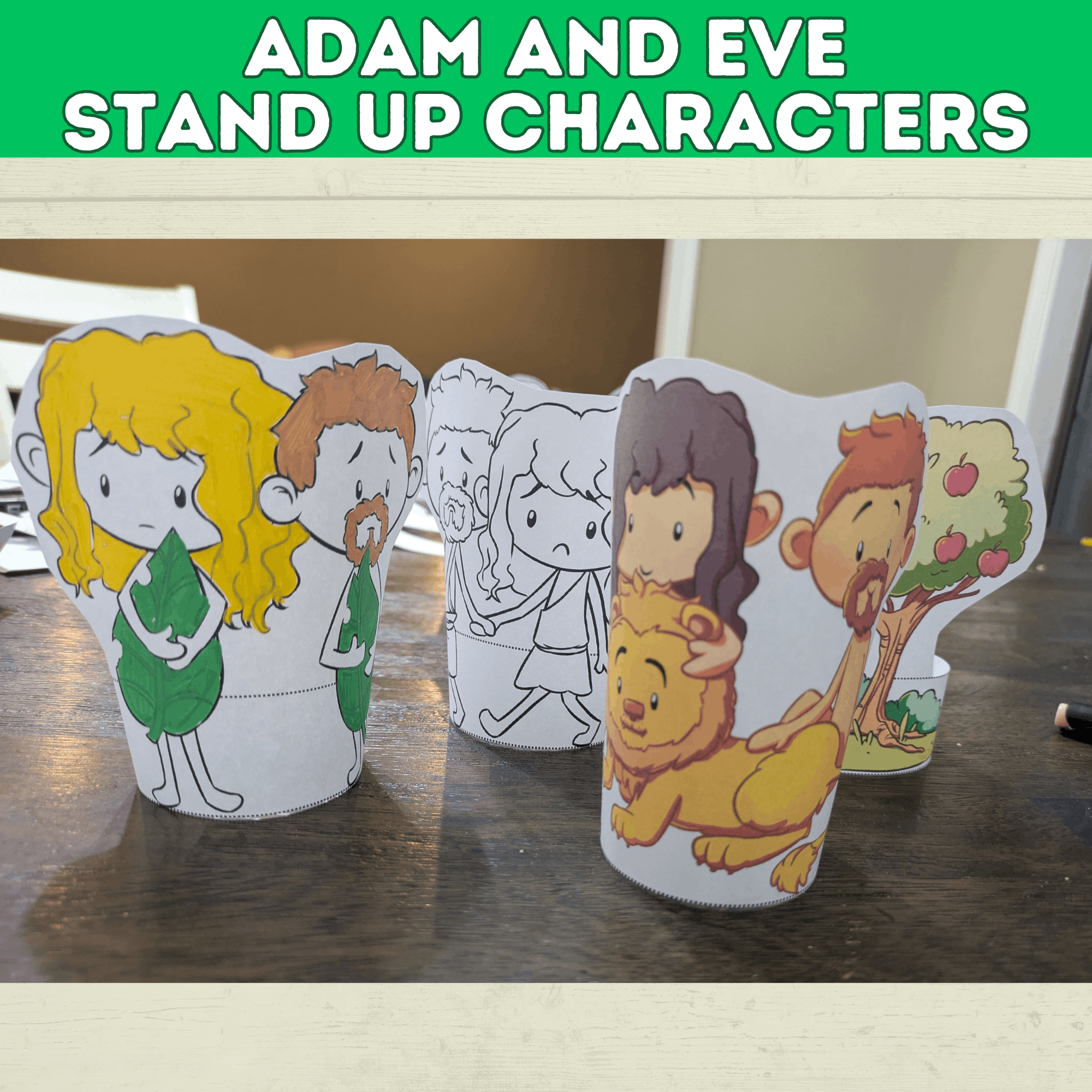 Adam and Eve Sin Puppet Craft, Forbidden Fruit, Tree of Knowledge, Genesis Activity for Kids