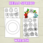 Hello Spring Wreath, Cut and Paste Craft, Paper Craft for Kids, Classroom Craft