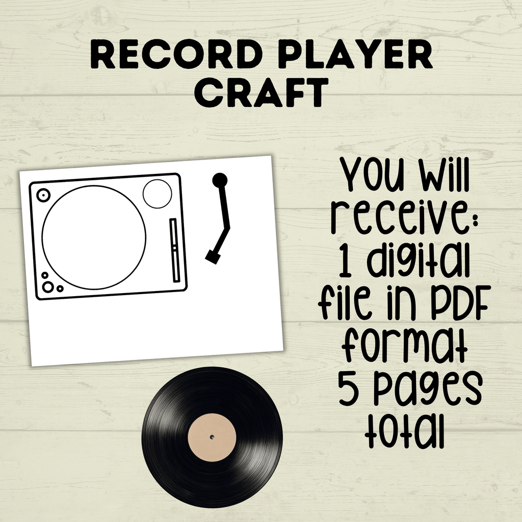 Record Player Craft for Kids, Record Template, Homeschool Crafts, Classroom Crafts