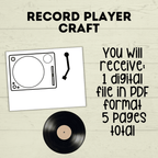 Record Player Craft for Kids, Record Template, Homeschool Crafts, Classroom Crafts