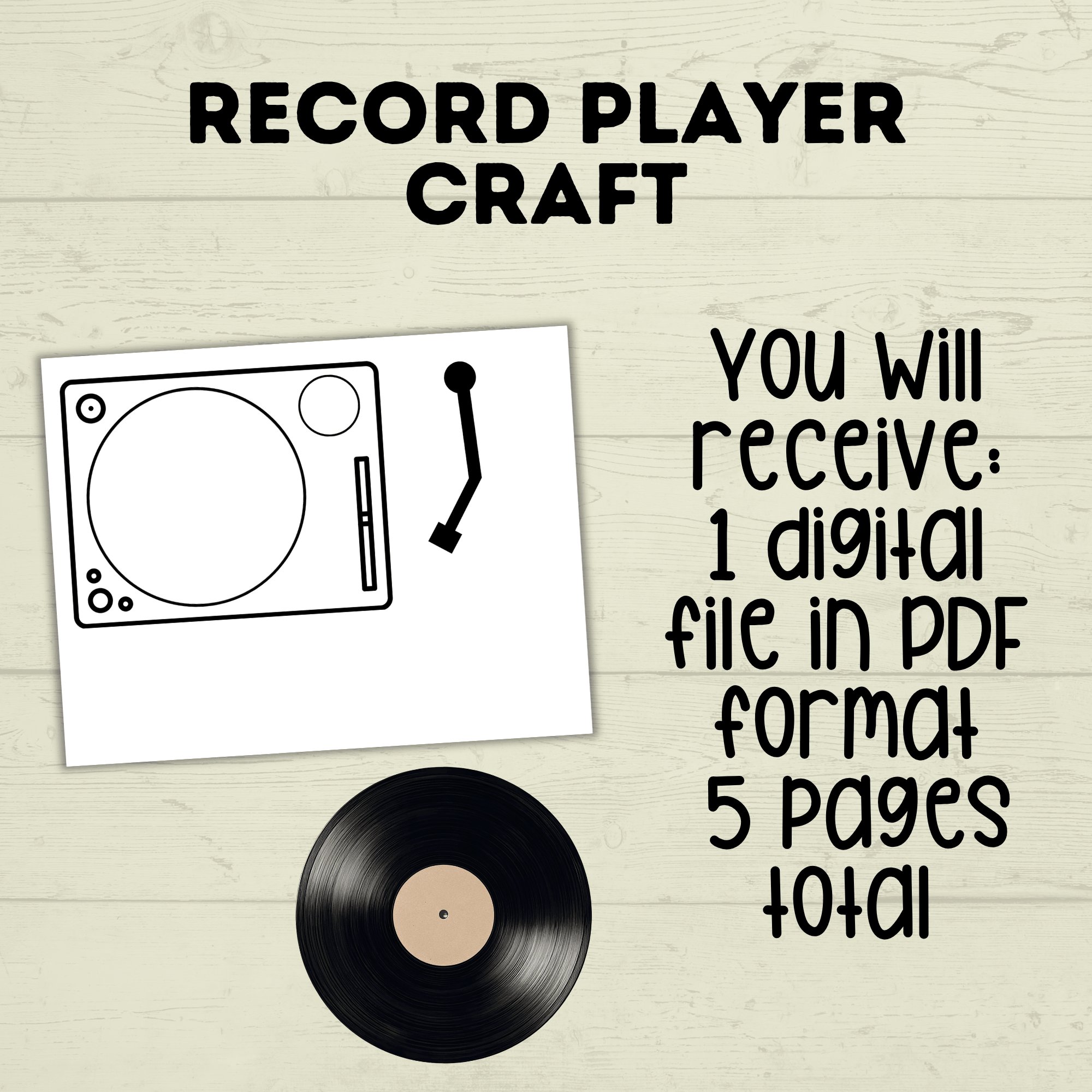 Record Player Craft for Kids, Record Template, Homeschool Crafts, Classroom Crafts