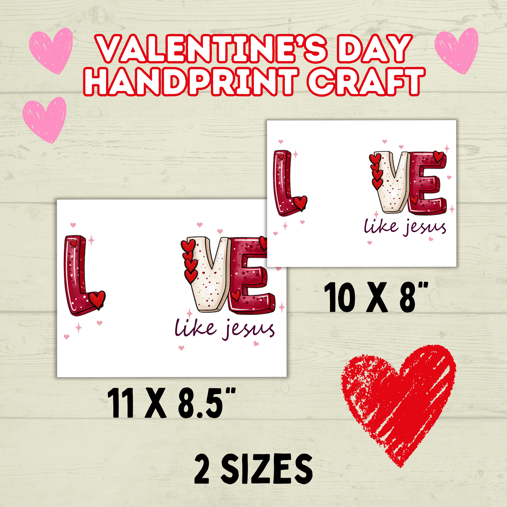 Love Valentine's Day Christian Handprint Craft for Kids, Keepsake Handprint Art, Homeschool Preschool and Kindergarten Activity