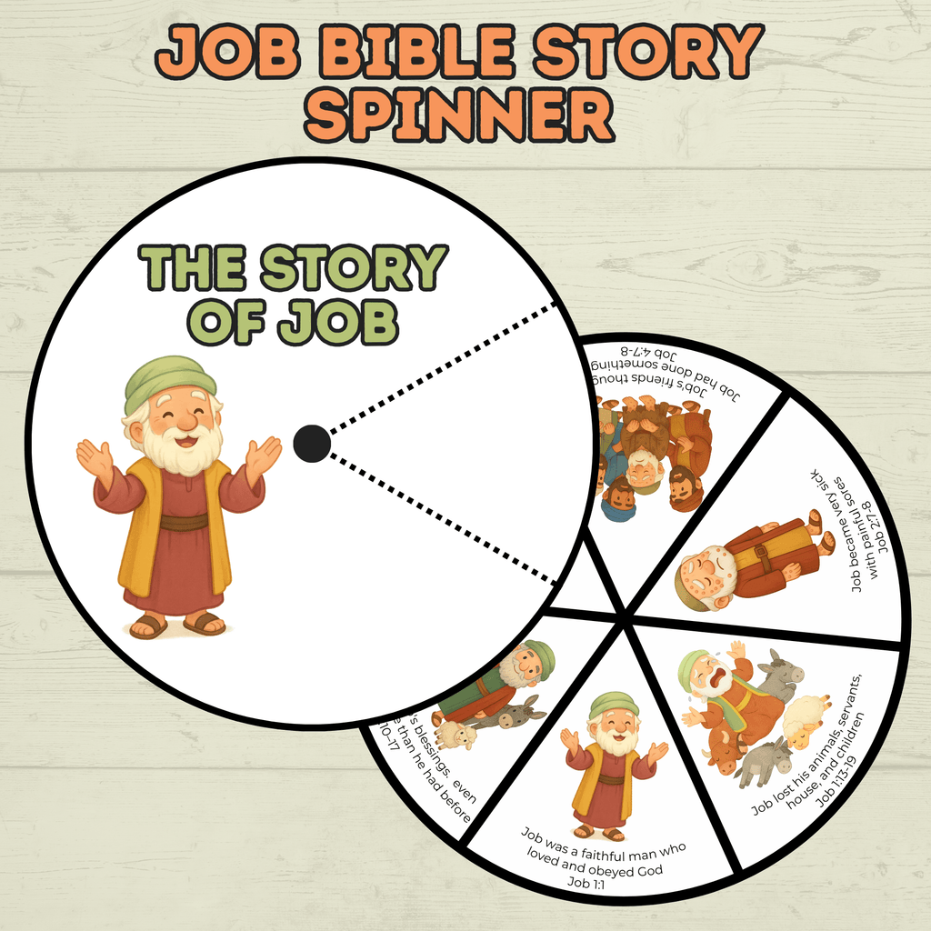 Job Bible Story Spinner Craft, Bible Craft, Sunday School Craft, Job Lesson, VBS, Homeschool, Christian Activity, Old Testament Craft