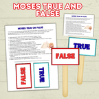 Moses True and False, Moses Trivia, Moses Activity, Sunday School Activity, Bible Lesson, Old Testament, Genesis, Exodus, Christian Activity