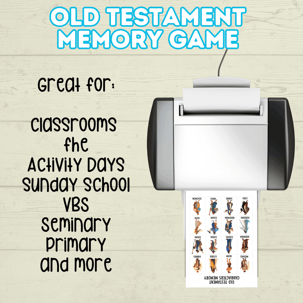 Old Testament Memory Match Game, Bible Game, Seminary Game, Bible Activity, Bible Match, Scripture Match