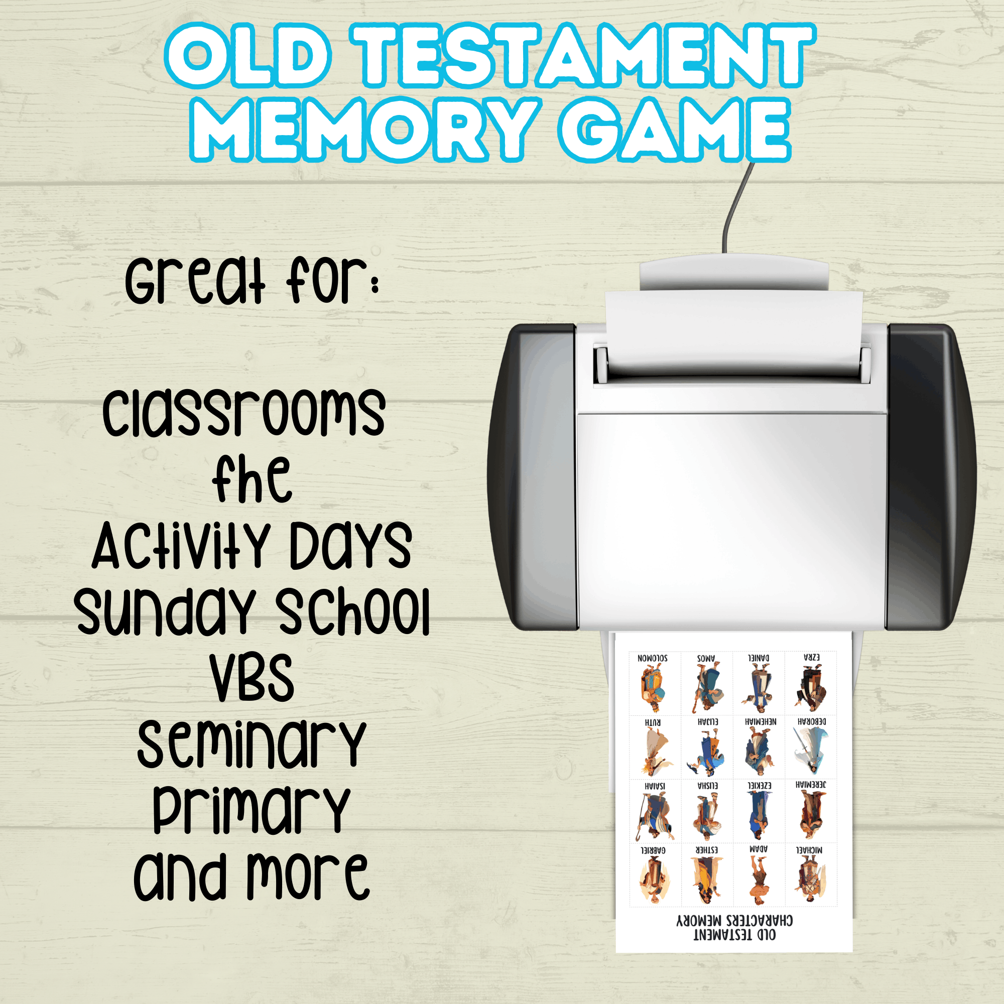 Old Testament Memory Match Game, Bible Game, Seminary Game, Bible Activity, Bible Match, Scripture Match